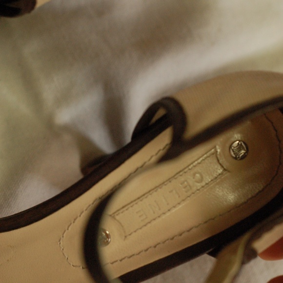 Celine Beige Brown Open Toe Heels Sandals Size 38 - Picture 8 of 8